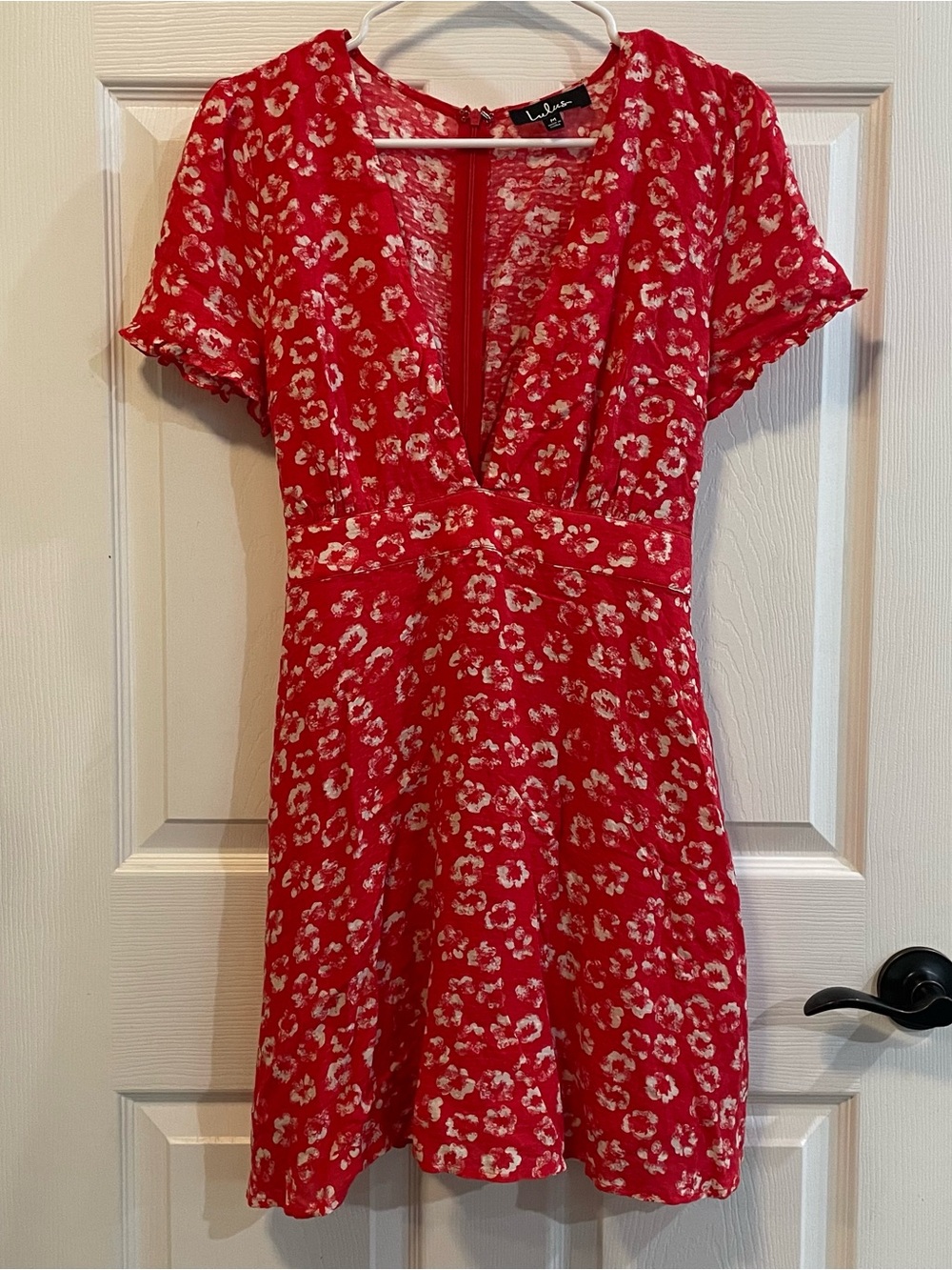 Lulus Red Floral Tie Back Mini Dress Size Medium